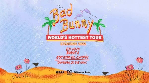 Banner del Concierto Bad Bunny World´s Hottest Tour Bogotá 2022, Maluma en Medellin.