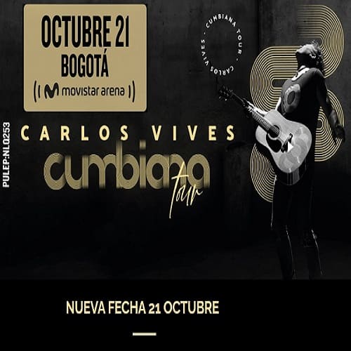Banner del Concierto de Carlos Vives, este 21 de Octubre en Bogotá.
