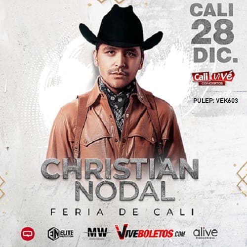 Banner del concierto de Christian Nodal en Feria de Cali.