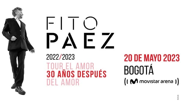 Banner del Concierto Fito Páez, este 20 de Mayo en Bogotá.