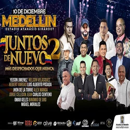 Banner del concierto Juntos de Nuevo 2, este 10 de Diciembre en Medellín.