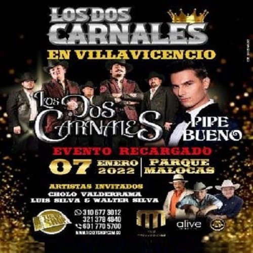 Banner del Concierto de Los Dos Carnales, El Fantasma, Cholo Valderrama, Luis Silva, este 20 de Noviembre en Villavicencio.