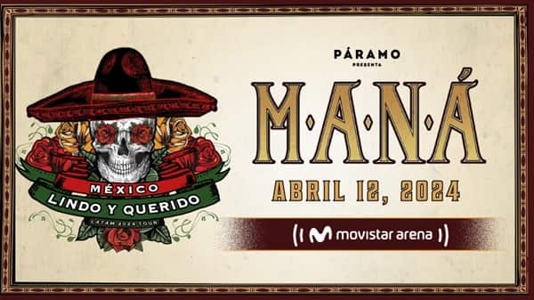 Banner concierto de Maná este 12 de Abril en Bogotá.