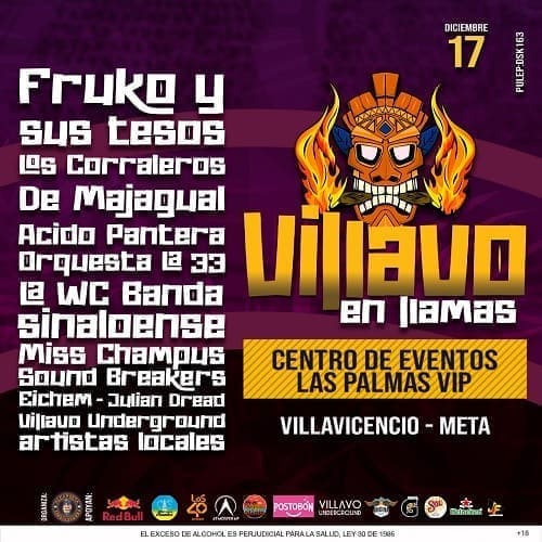 Banner del Concierto Villavo en Llamas Vol. 1, este 17 de Diciembre en Villavicencio.