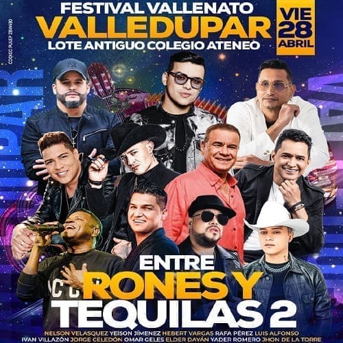 Banner del Concierto Festival Vallenato 2023 Entre Rones y Tequilas 2 Valledupar.