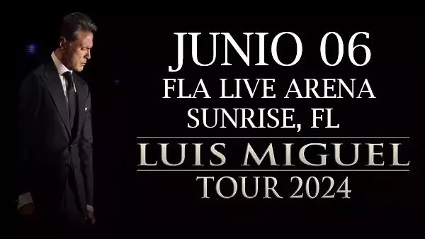 Banner del concierto de Luis Miguel en Sunrise 600x337 px